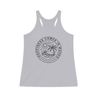 Women's "Happiness comes in waves" Tri-Blend Racerback Tank