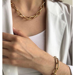 Fashionable Fine European And American Gold Metal Large Chain Necklace