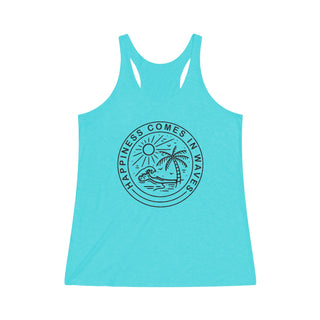 Women's "Happiness comes in waves" Tri-Blend Racerback Tank