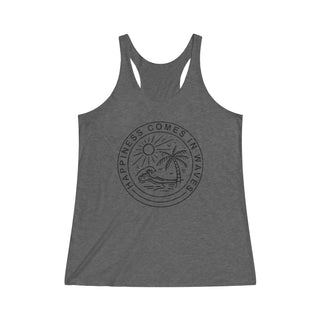 Women's "Happiness comes in waves" Tri-Blend Racerback Tank