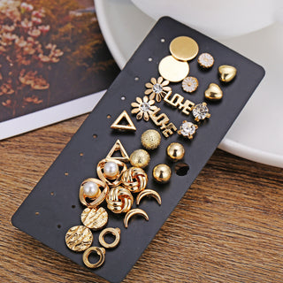 Fashion Flower Rhinestone Earings Set