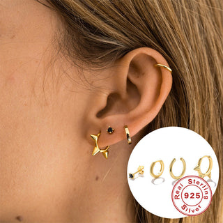 S925 Sterling Silver Punk Earings Set